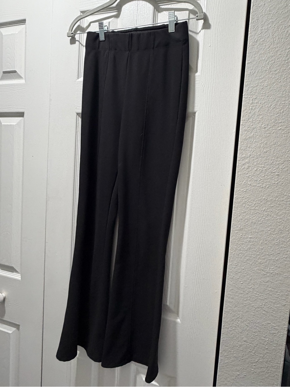 Garage Black Stretch Wide-Leg Trousers